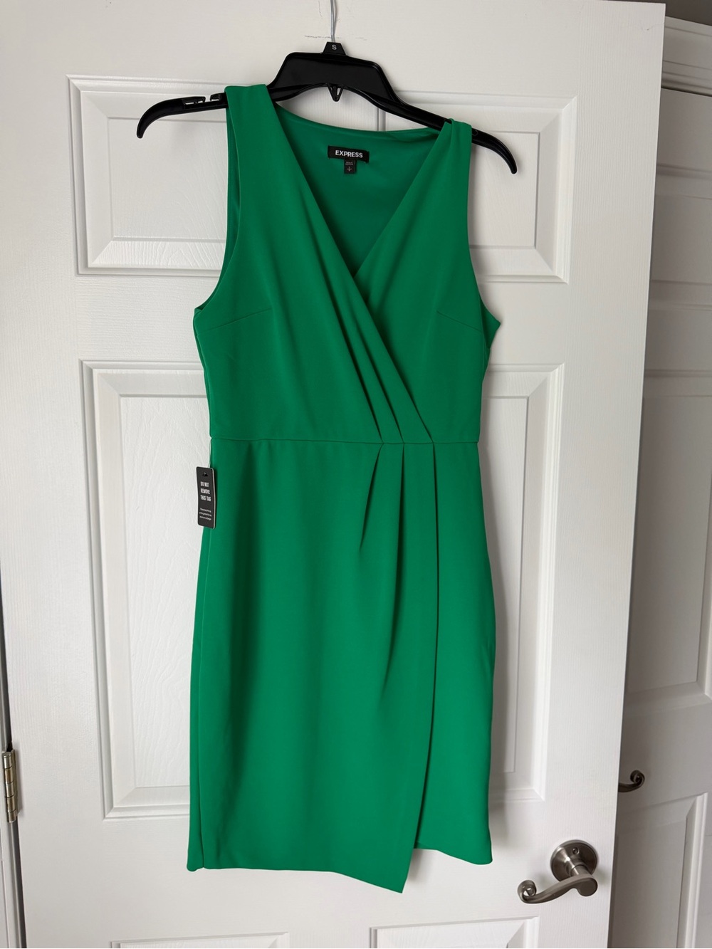 Express Sleeveless Emerald Green Wrap-Front Midi Dress